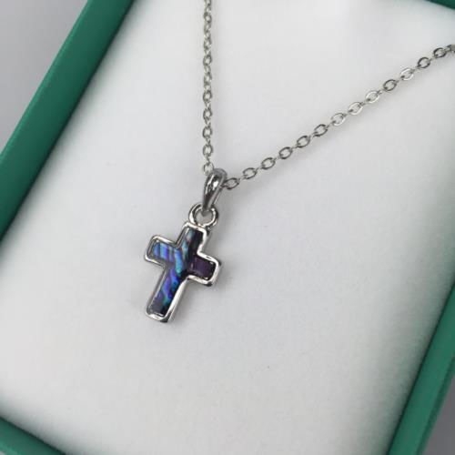 Picture of Pendant - Cross Inlaid Shell - Purple