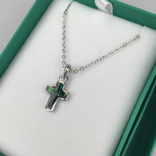 Picture of Pendant - Cross Inlaid Shell - Green