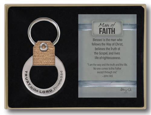 Picture of Keyring - Burlap - Man of Faith