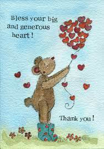 Picture of My Painted Bear Greetings Card - Generous Heart (Thank You)